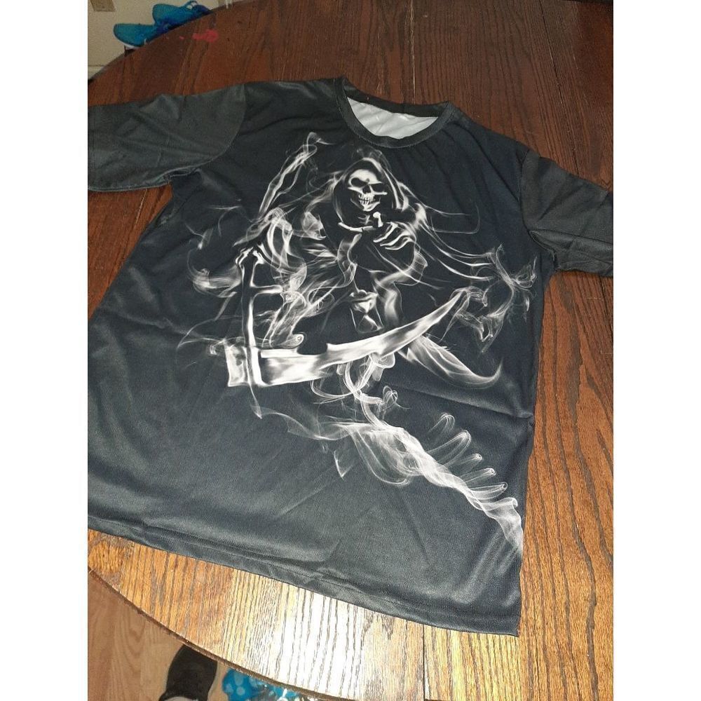 New Men's Large 3D Skull Skeleton Soul Graphic Short Sleeve Shirt Tee Ts…